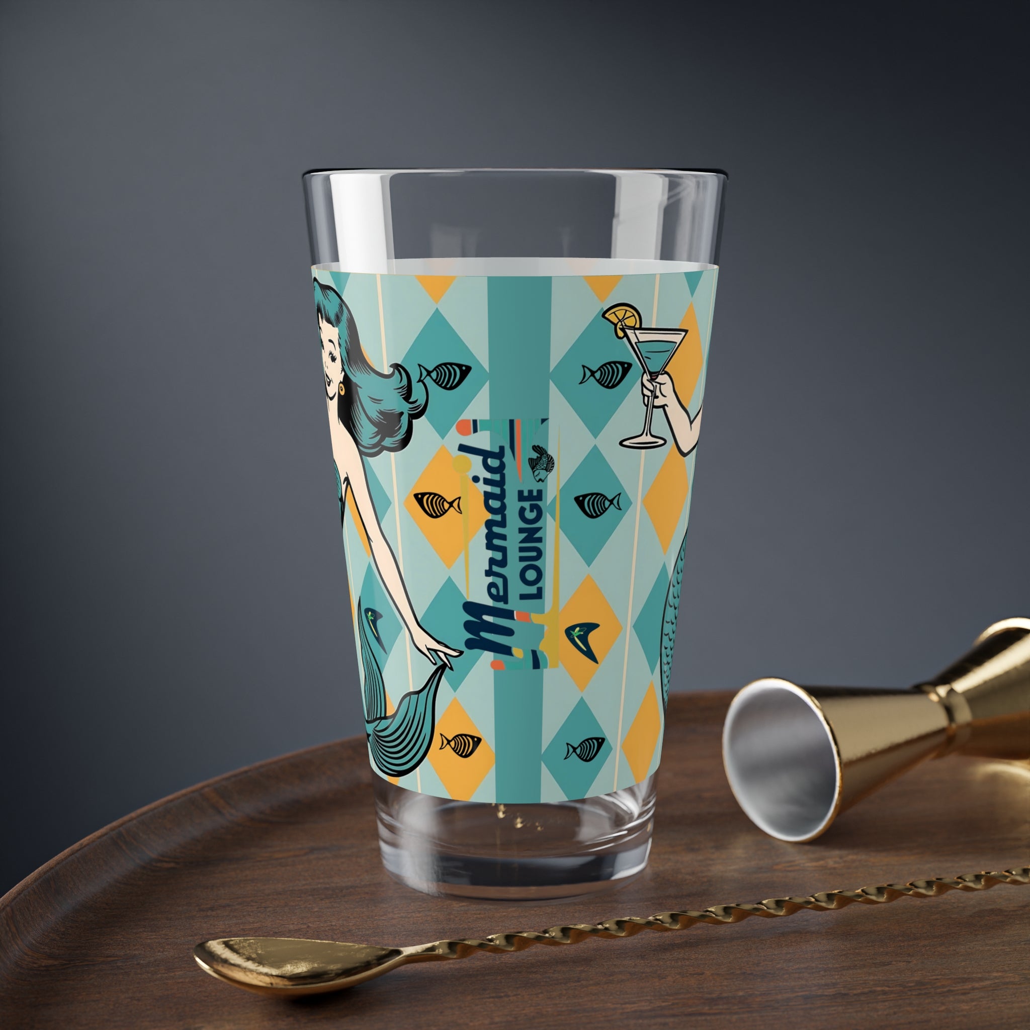 Retro Mermaid Themed Mid Century Modern Barware Kitschy Mermaid Lounge– Retro Cocktail Vibe - Mid Century Modern Gal