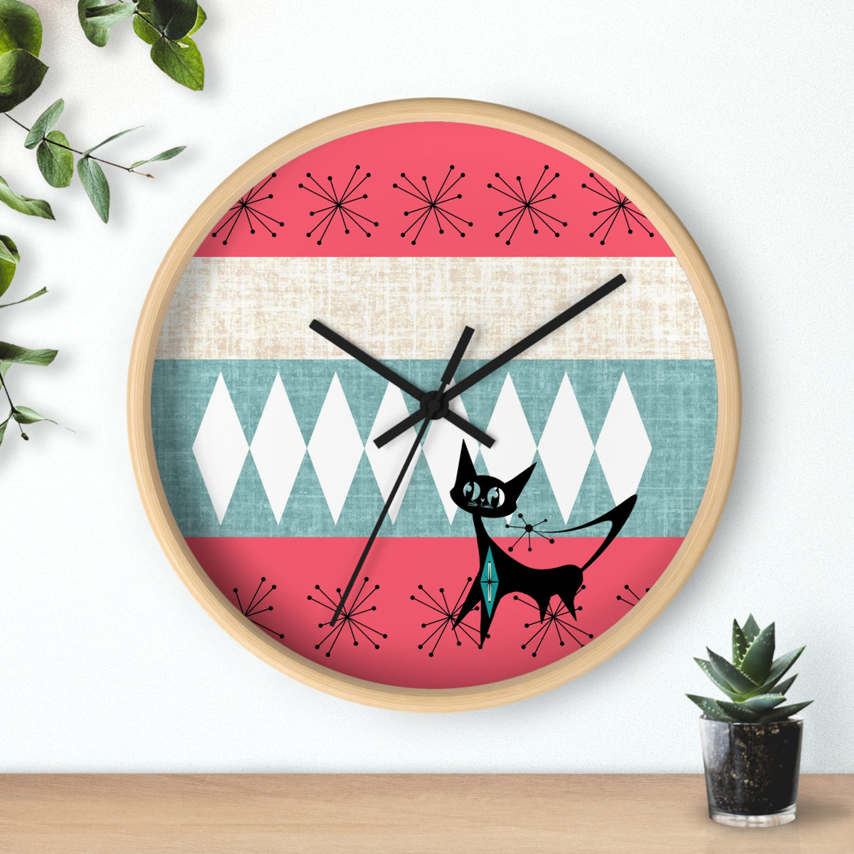 Atomic Cat, Mid Century Modern Retro Cat Wall Clock - Mid-Century Modern Timepiece - Mid Century Modern Gal