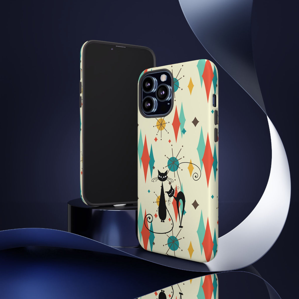 Atomic Kitty Cat, Mid Mod Franciscan Pattern, Kitsch Tough Phone Cases