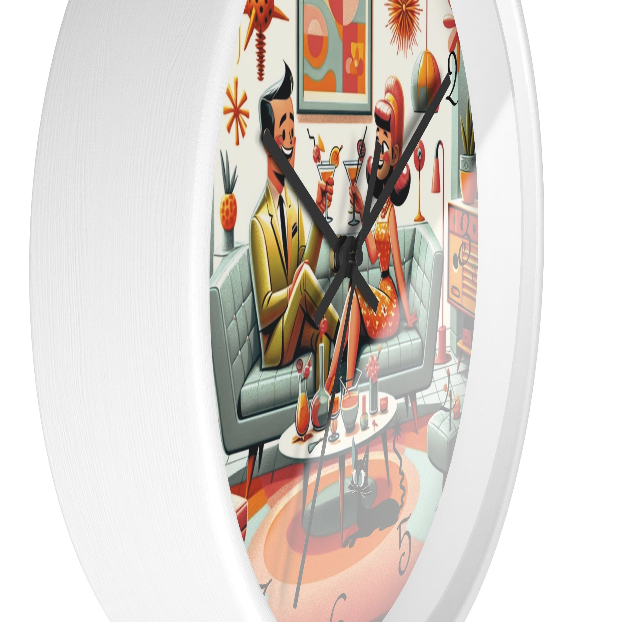 Mid Century Modern Kitschy Quirky Mod Couple, Fun Retro Wall Clock