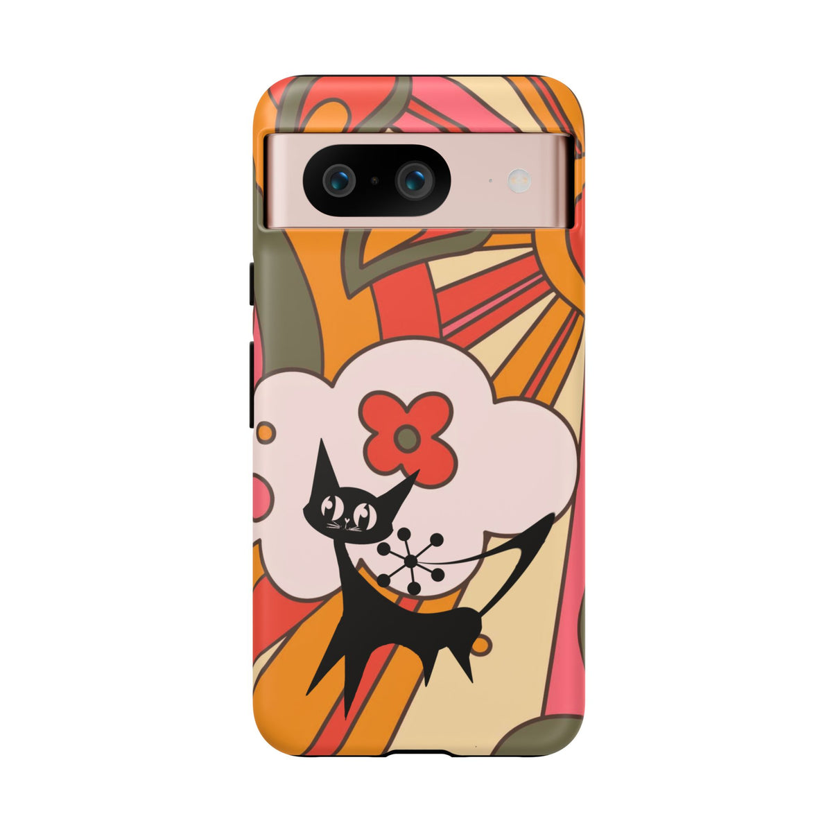Atomic Cat, Retro Sunburst, Groovy Mod Smart Phone Tough Phone Cases