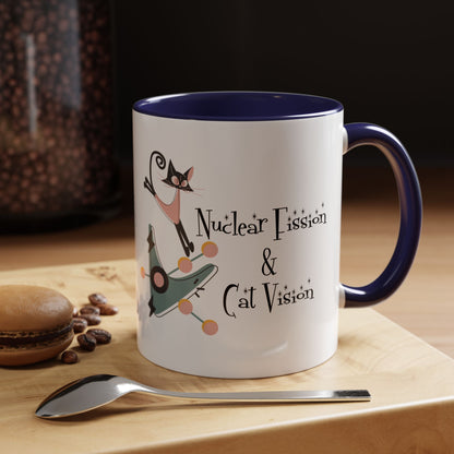 Atomic Cat Coffee Tea Mug, Mid Century Modern Boomerang, Space Age Atomic Drinkware For Cat And Coffee Lovers - Mid Century Modern Gal