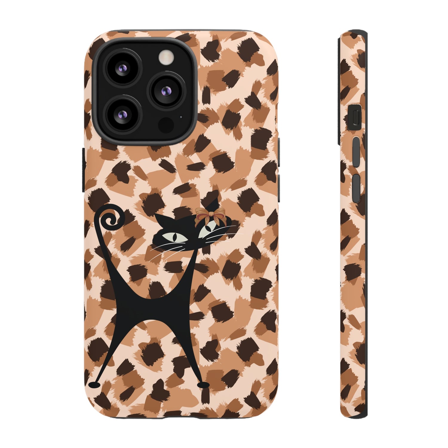 Mid Century Modern Atomic Cat, Animal Print Kitschy Trendy Smart Phone Tough Cases