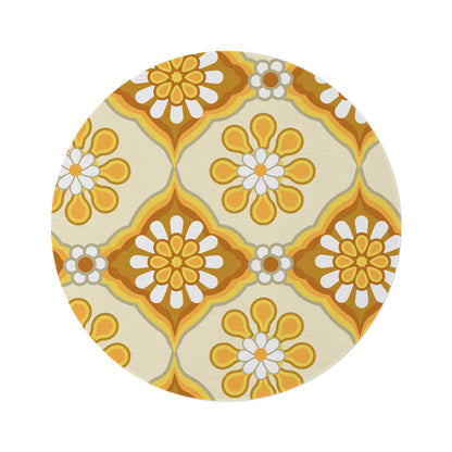 1970s Retro Trendy Mod Daisy Groovy Round Rug