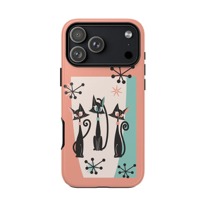 Atomic Cat Mid Mod Coral Aqua Blue Starburst Kitschy Fun Chic Samsung, Smart Phones Tough Cases