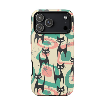 Atomic Cat Mid Century Modern Starburst Retro Kitsch Tough Phone Case - Mid Century Modern Gal