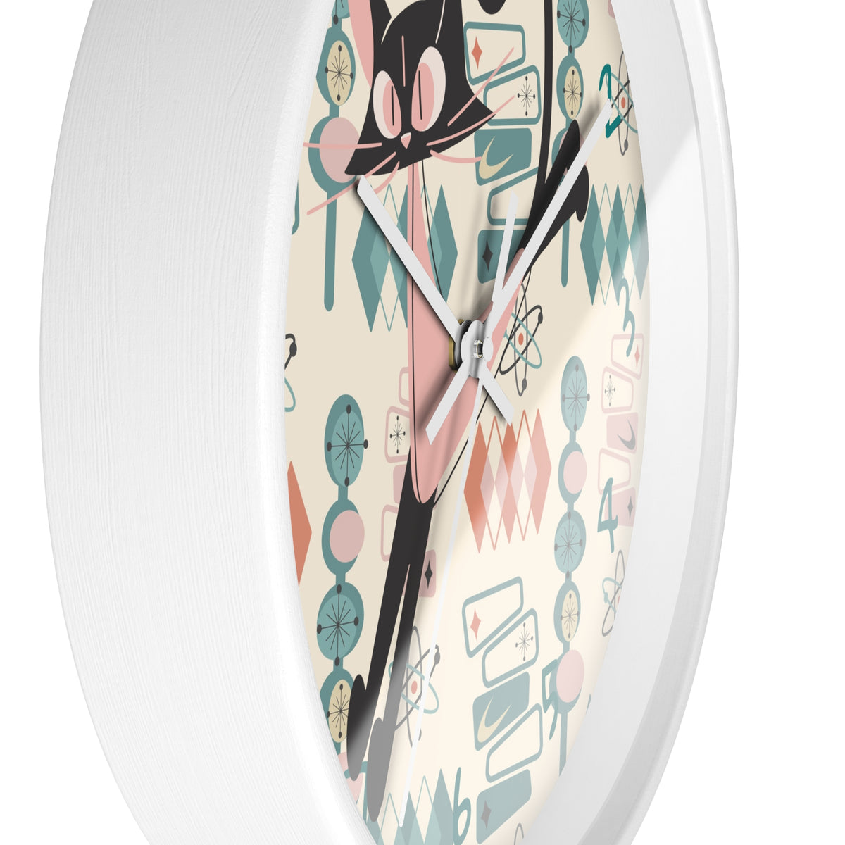 Atomic Cat Wall Clock, Mid Century Modern Kitschy Kitchen, Bedroom Livingroom Clocks - Mid Century Modern Gal