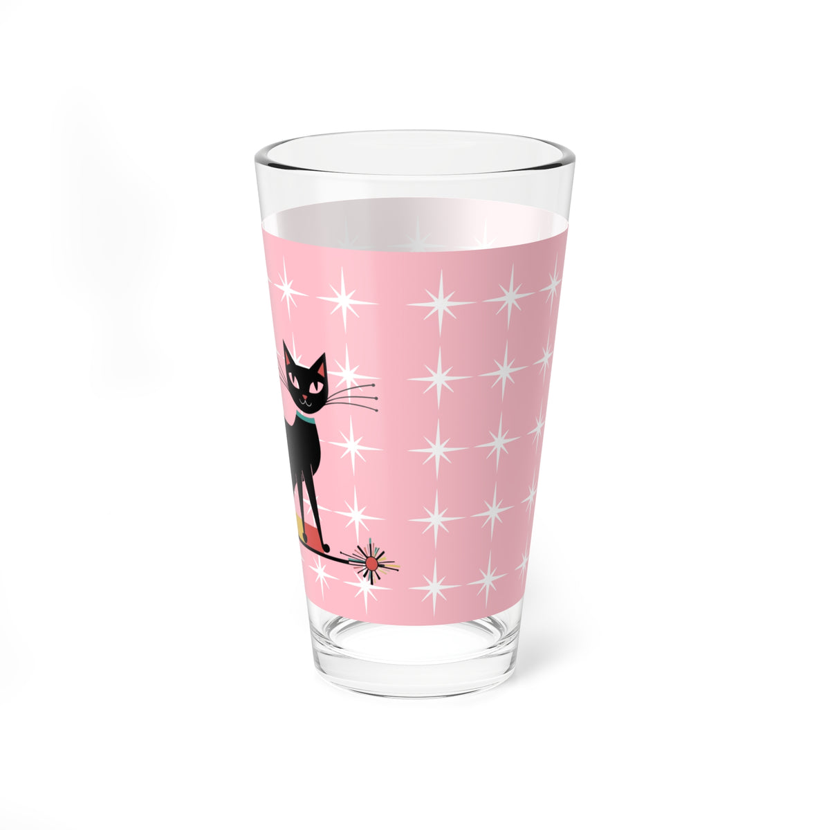 Atomic Cat Retro 50s Pink White Starburst Mid Century Modern Barware Vintage-Inspired Cat Glassware - Mid Century Modern Gal
