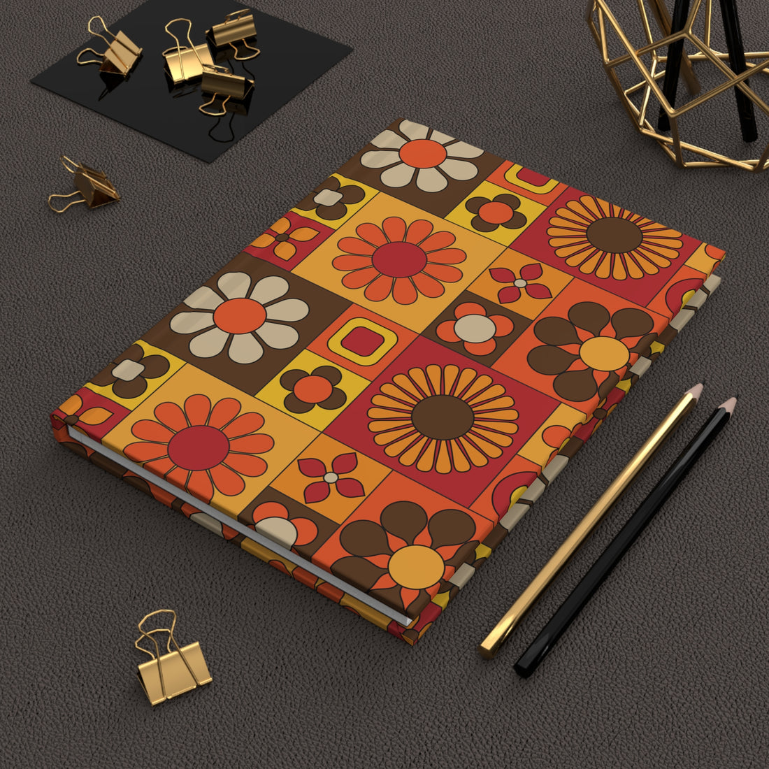 Retro Flower Power, Groovy 70s Floral Hardcover Journal – 70s Inspired Design for Creative Expression - Mid Century Modern Gal