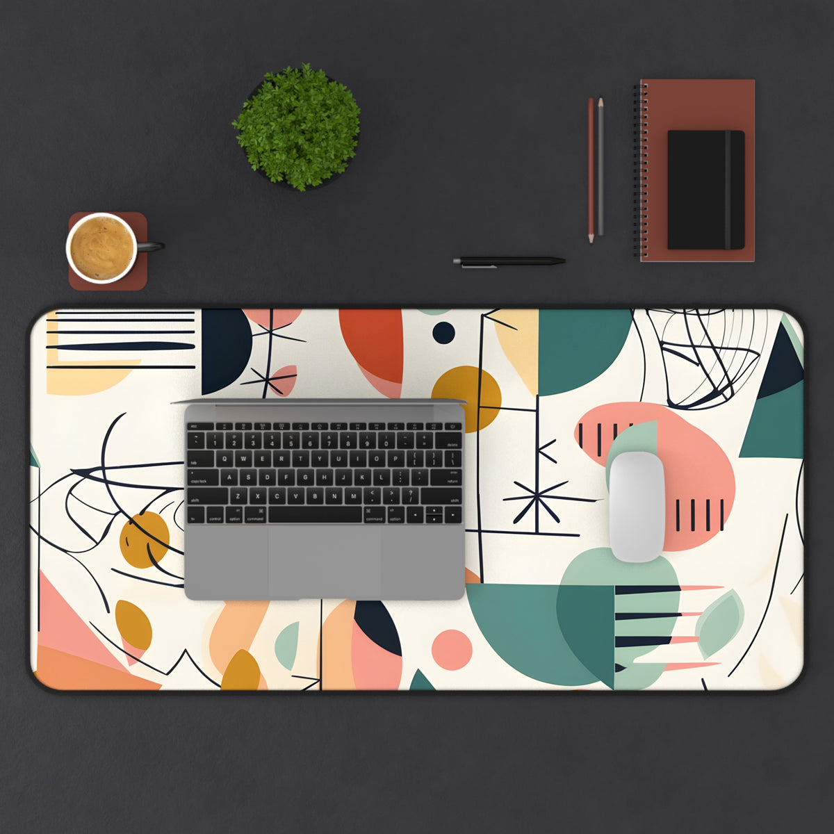 Mid Century Modern Abstract Floral, Minimalist Mod Desk Mat - Mid Century Modern Gal