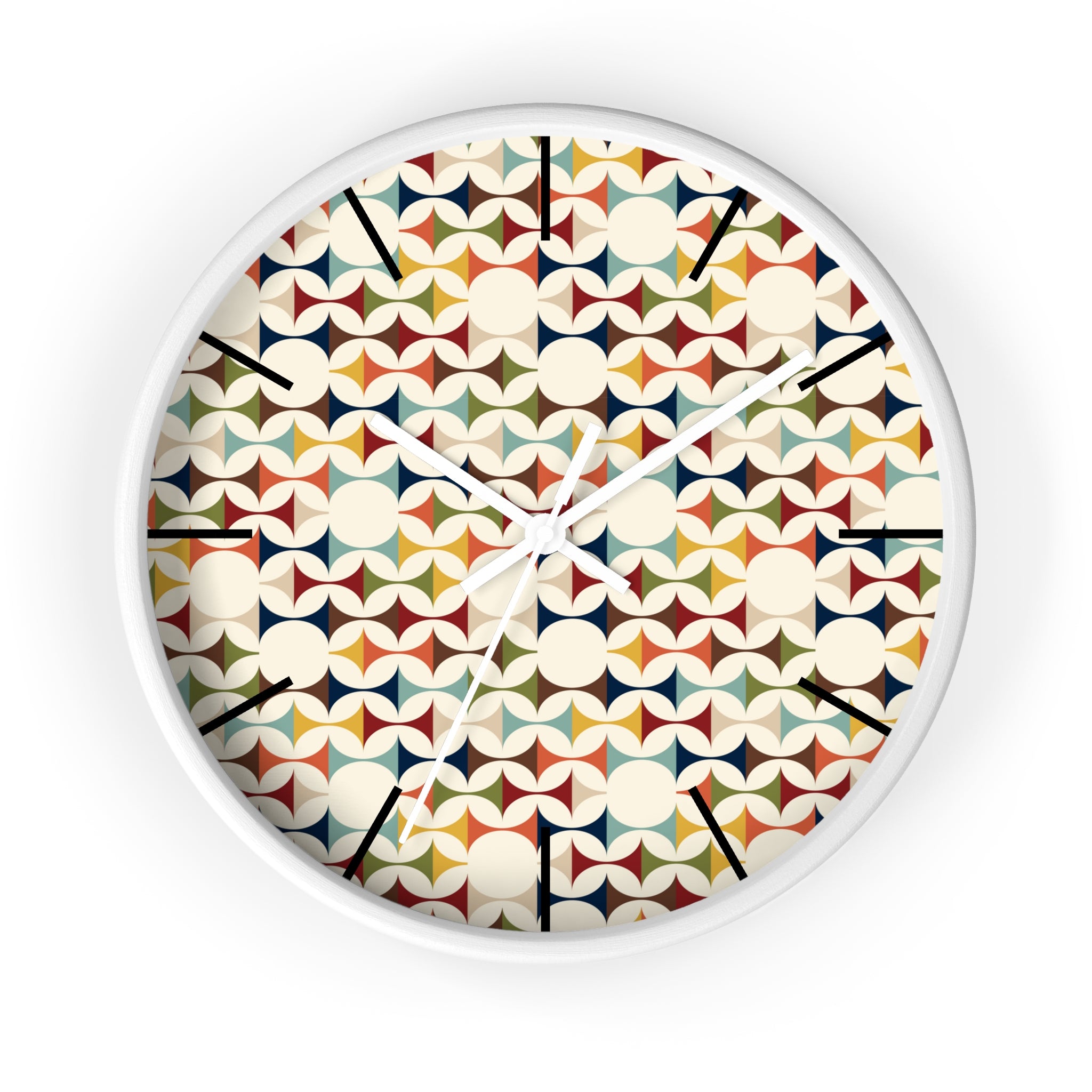 Mid Century Modern Scandinavian Designed, Geometric Retro Colorful Retro Wall Clock