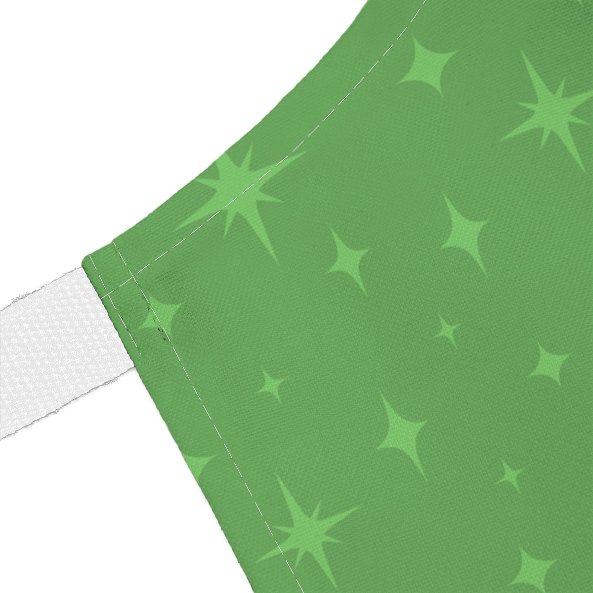 Mid Century Modern Gal Decorating Christmas Tree, Green Atomic Starbursts Apron