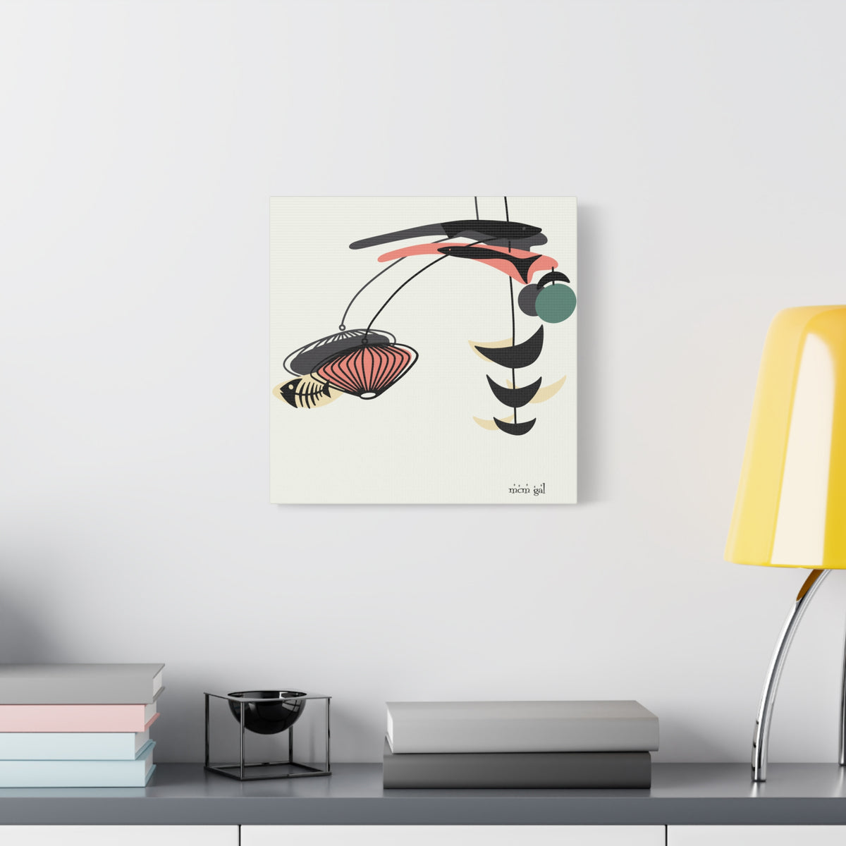 Mid Century Modern Fish Art, Modern Abstract Wall Art Canvas - Mid Century Modern Gal