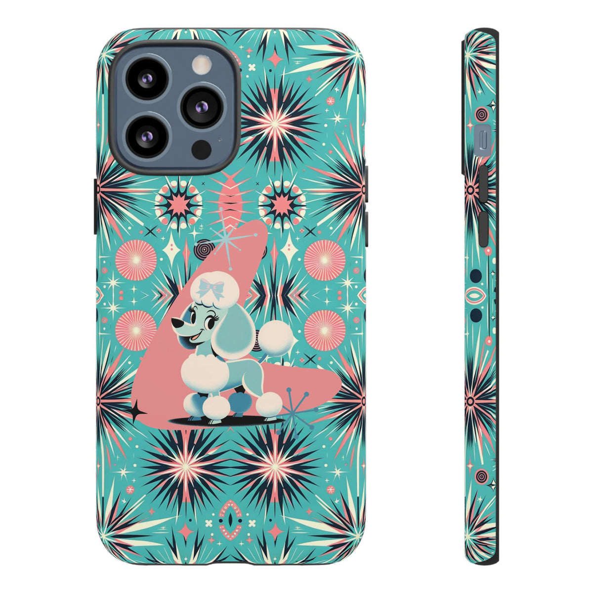 1950s Mid Century Modern Atomic Pink, Poodle Retro Smart Phone Tough Cases