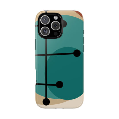 Mid Century Mod, Geometric, Retro Beige Teal Blue, Smart Phones Tough Phone Cases