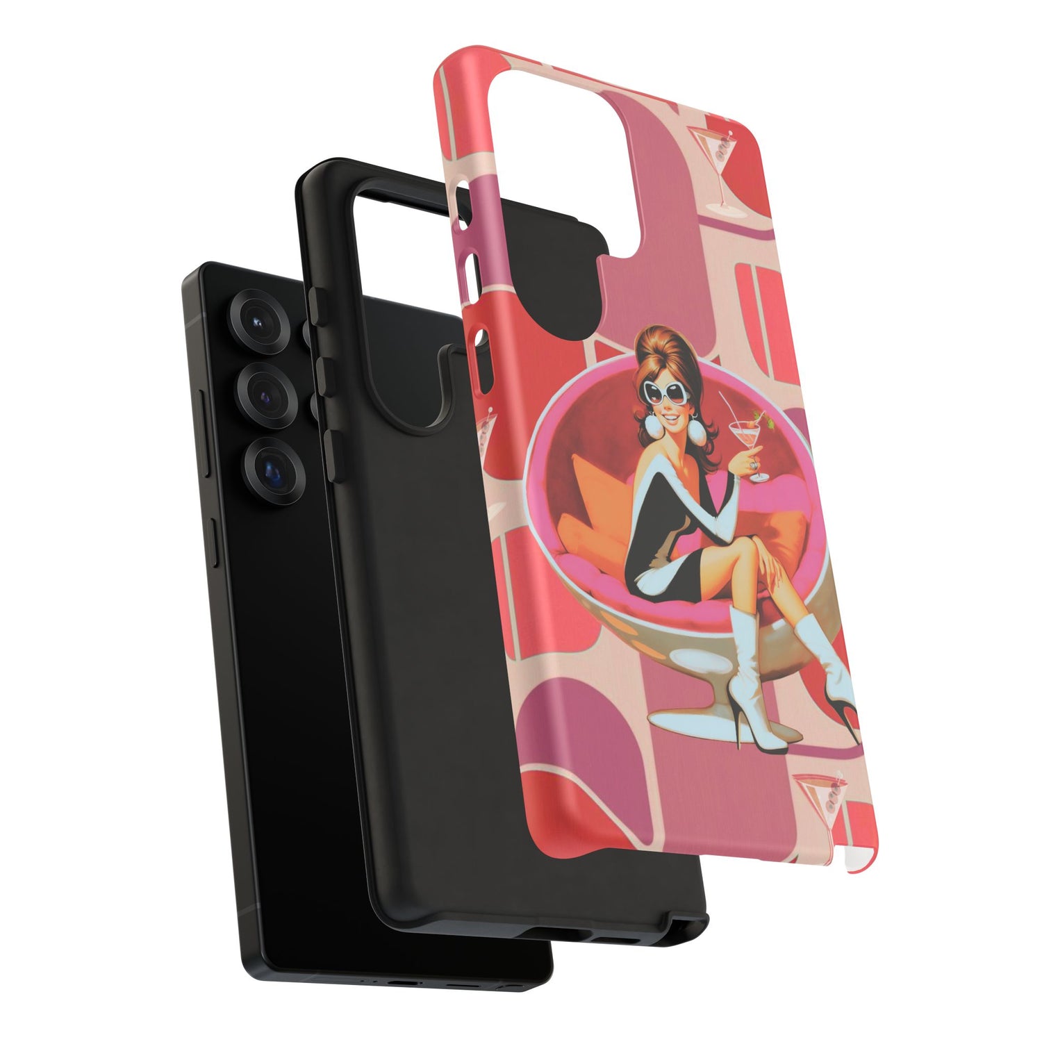 Mid Mod 60s Mod Gal, Kick Back Enjoy, Retro Chic Phone Case with Cocktail Design