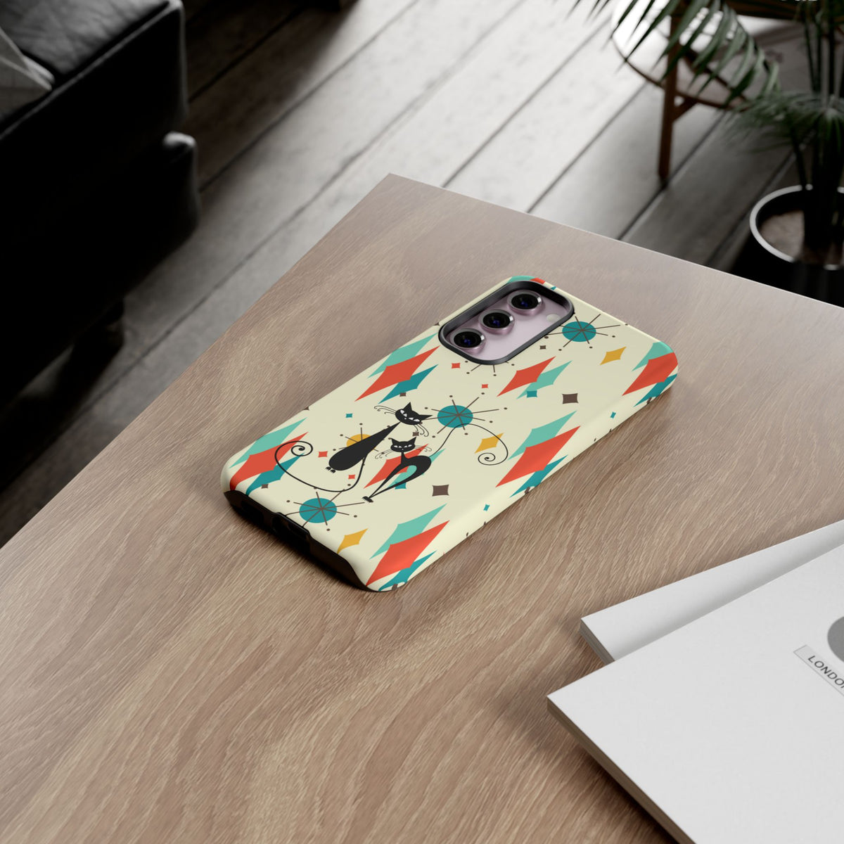 Atomic Kitty Cat, Mid Mod Franciscan Pattern, Kitsch Tough Phone Cases