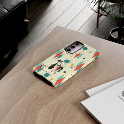 Atomic Kitty Cat, Mid Mod Franciscan Pattern, Kitsch Tough Phone Cases