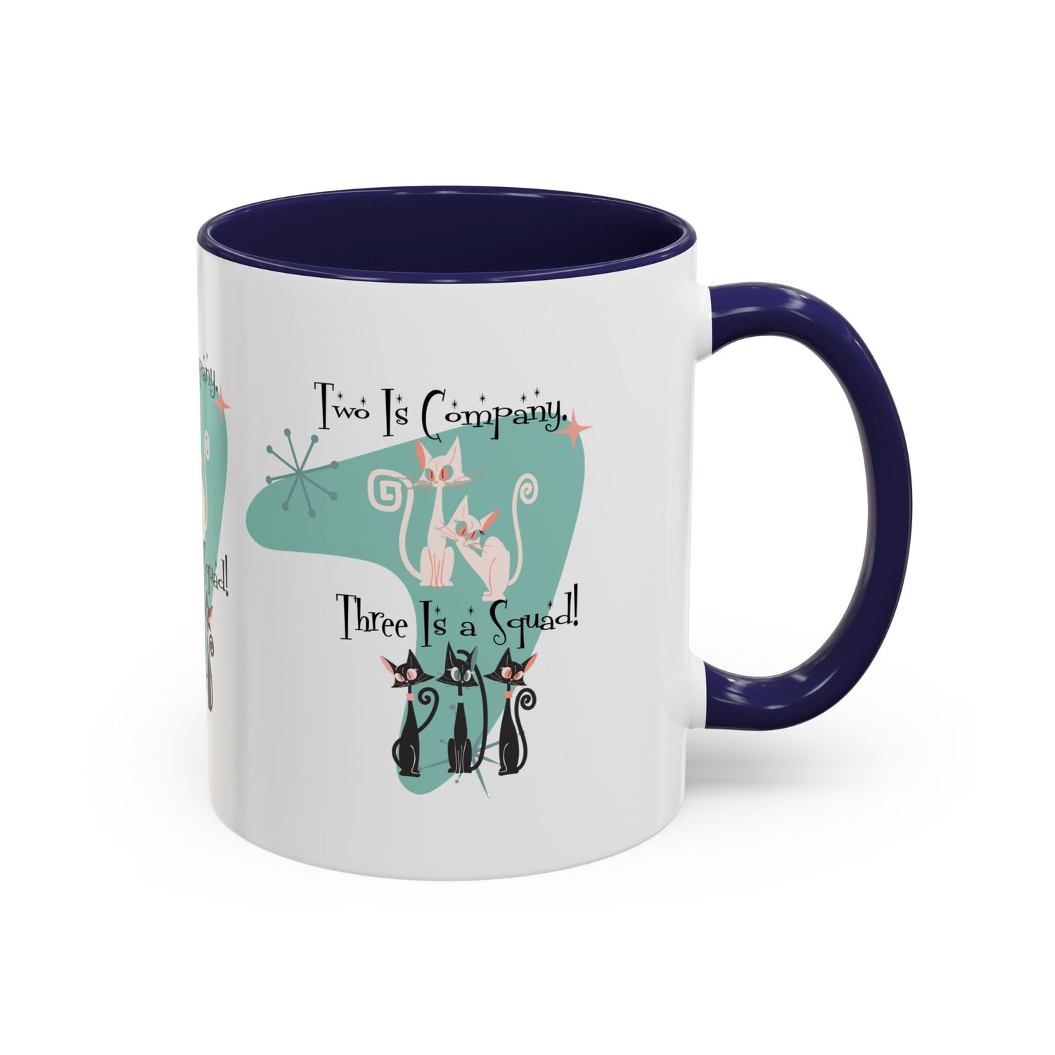 Atomic Cat Mug, Kitschy Cute Co-Worker, Best Mid Mod Charming Cat Coffee Mug - Mid Century Modern Gal