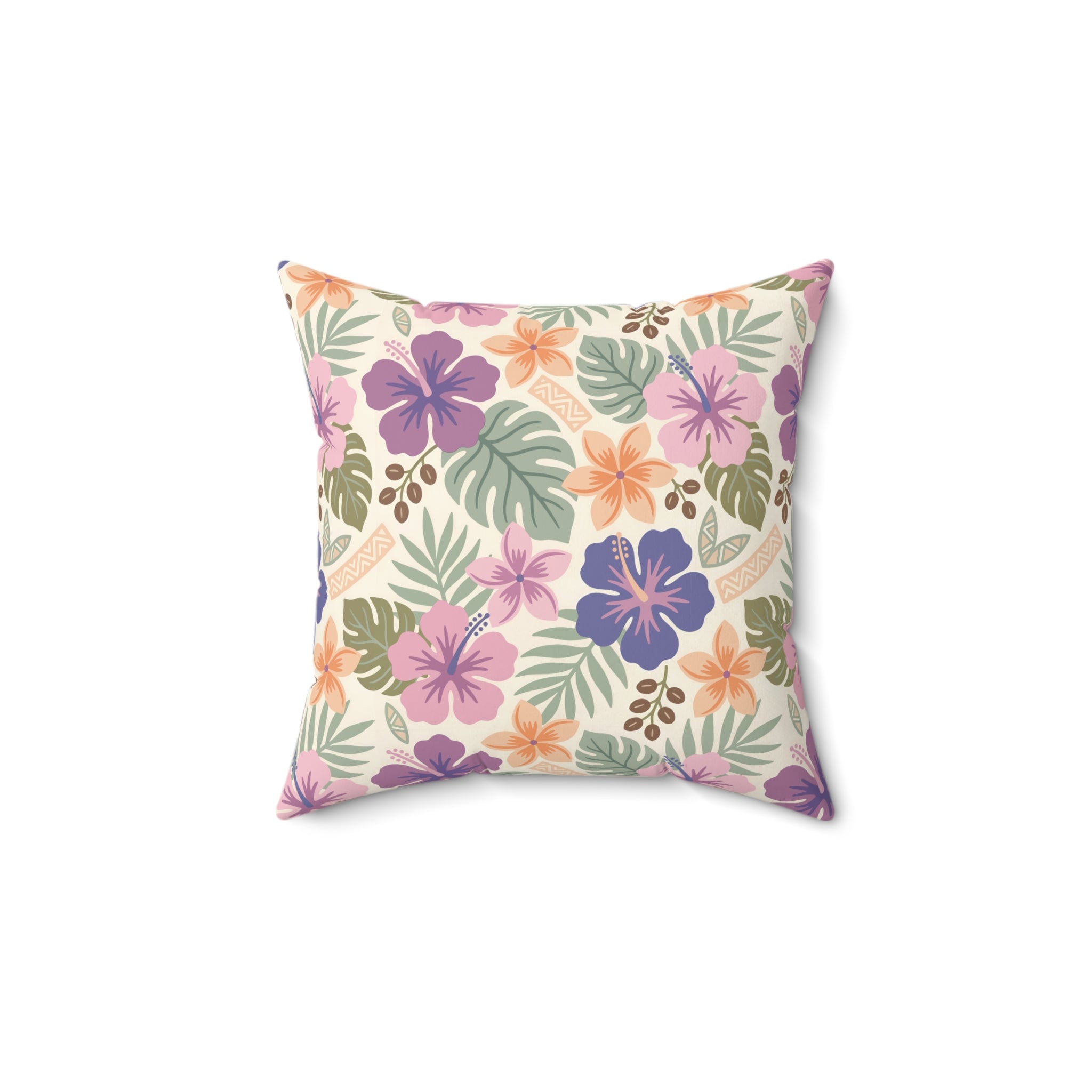 Retro Tropical Tiki Summer, Hawaiian Hibiscus Purple Pillow Cover and Insert - Mid Century Modern Gal