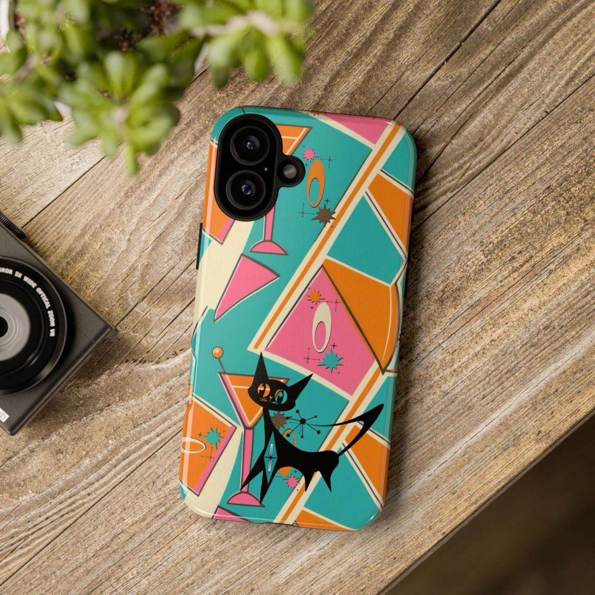 Atomic Cat Mid Mod Retro Cat Phone Case - Tough Cases for Stylish Cat Lovers