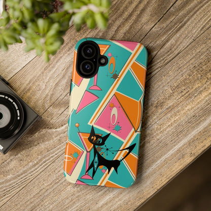 Atomic Cat Mid Mod Retro Cat Phone Case - Tough Cases for Stylish Cat Lovers
