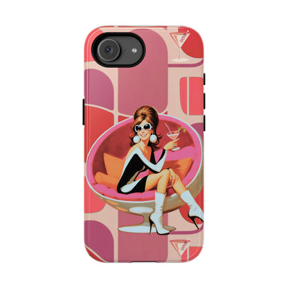 Mid Mod 60s Mod Gal, Kick Back Enjoy, Retro Chic Phone Case with Cocktail Design