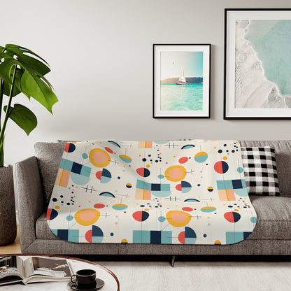 Bauhaus Designed Mid Mod Geometric Retro Sherpa Blanket - Mid Century Modern Gal