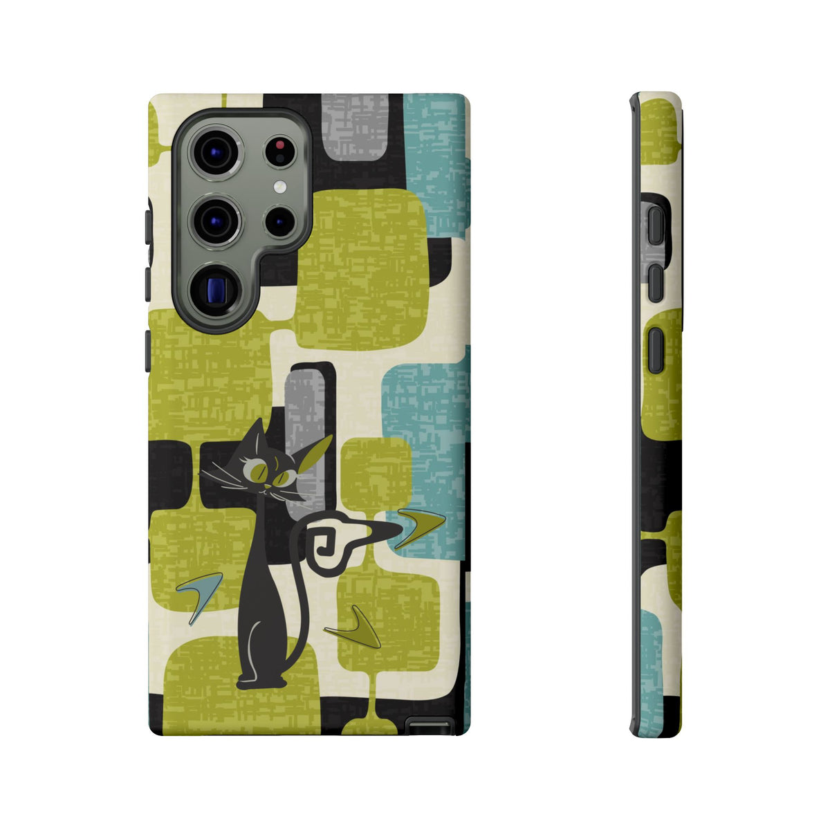 Mid Century Modern Geometric Kitschy Cat, Boomerang Retro Smart Phone Tough Cases