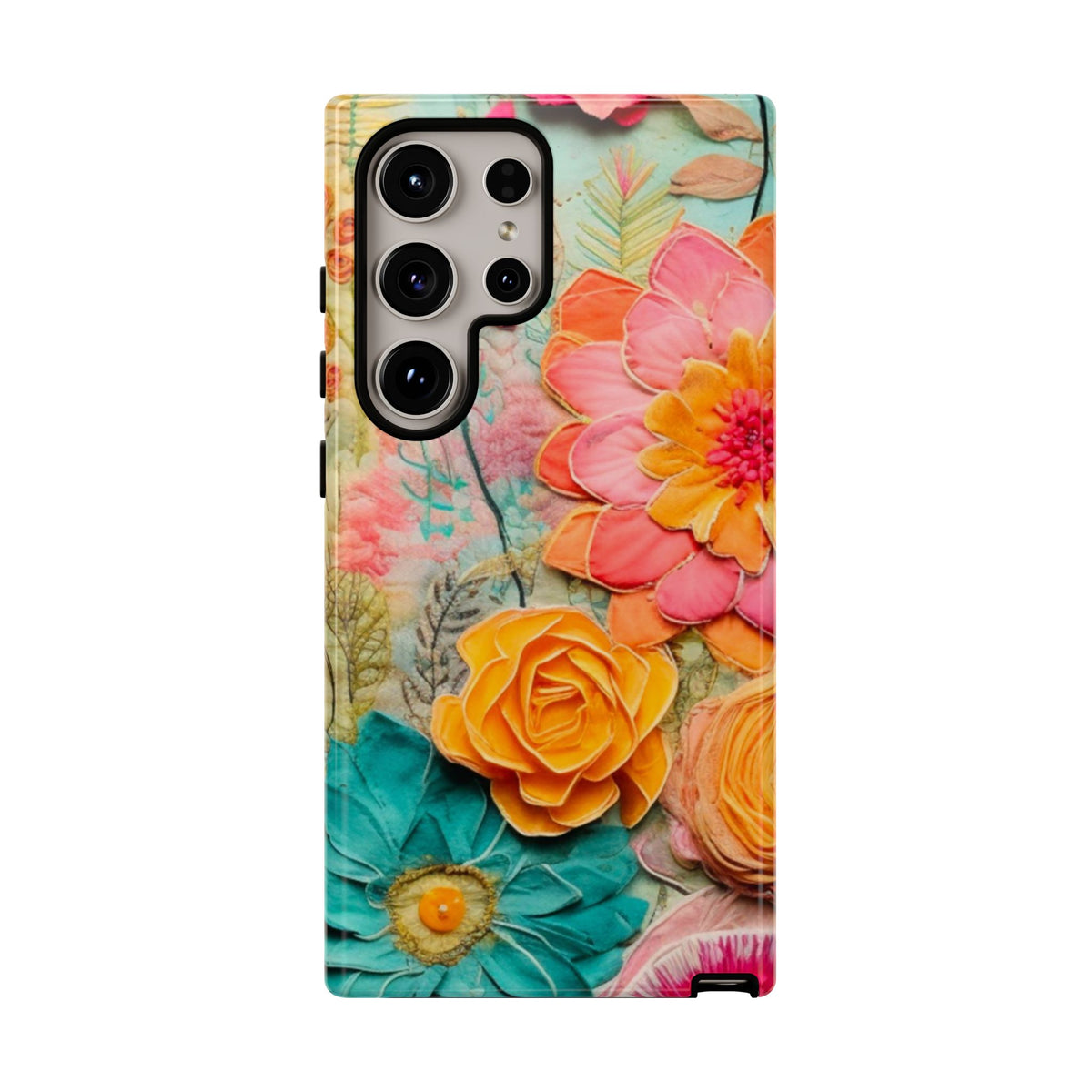 Boho Retro Floral Faux Pressed Flowers Smart Phone Tough Phone Cases