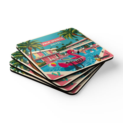 Old Palm Springs California, 50s Flamingo, Atomic Cats Kitschy MCM Barware  Coaster Set - Vintage Tropical Drink Drinkware - Mid Century Modern Gal