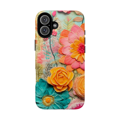 Boho Retro Floral Faux Pressed Flowers Smart Phone Tough Phone Cases