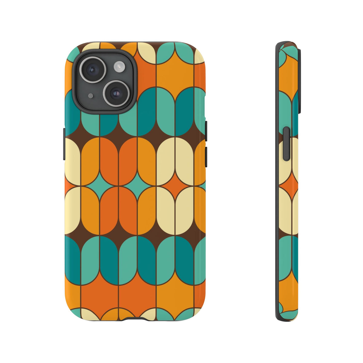 Mid Century Modern Orange, Teal Geometric Mod Designed Tough Phone Case
