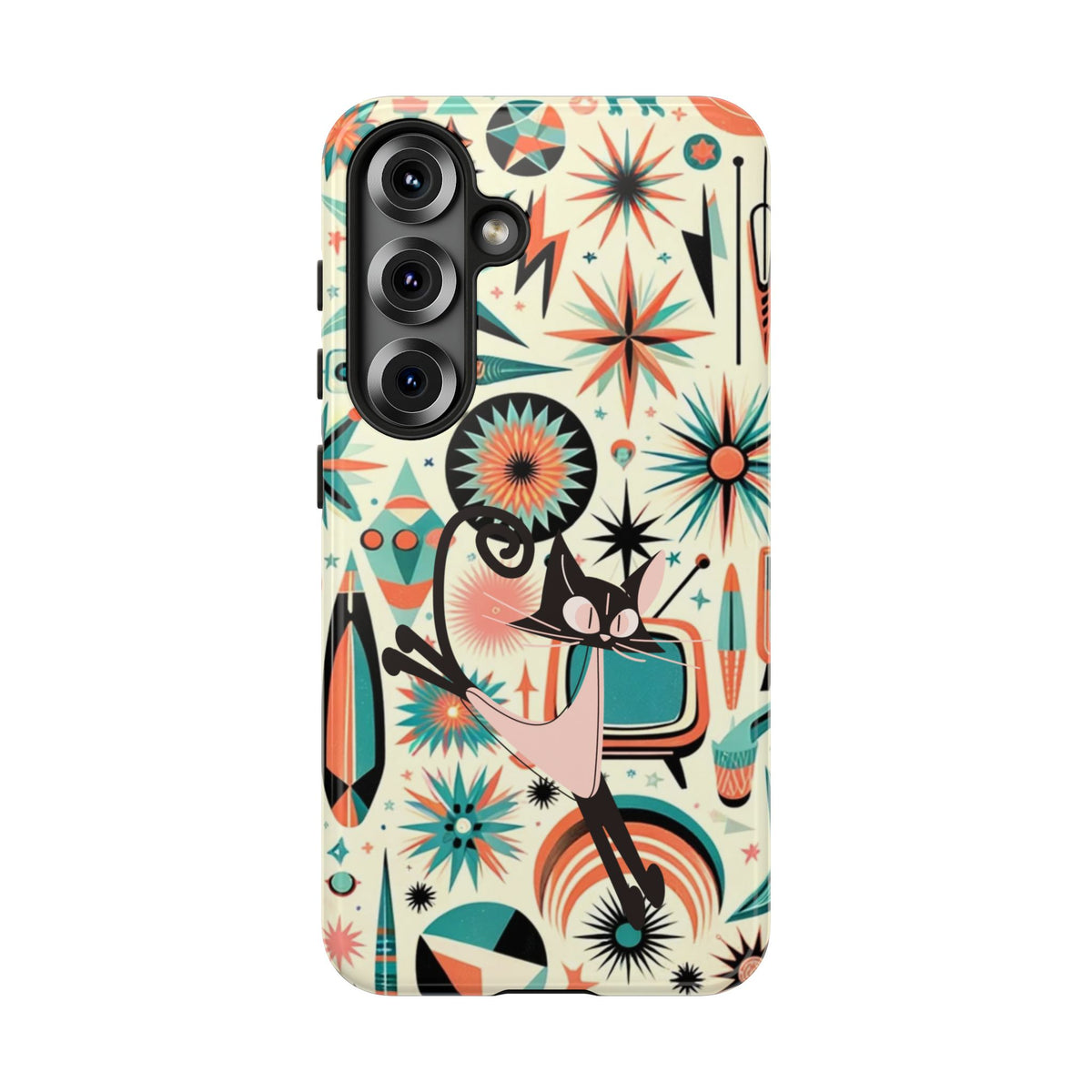 Atomic Kitty Boomerang Space Kitty Mid Century Modern Samsung, Smart Phone, Tough Cases