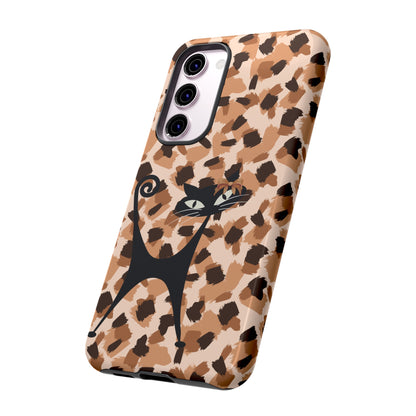 Mid Century Modern Atomic Cat, Animal Print Kitschy Trendy Smart Phone Tough Cases