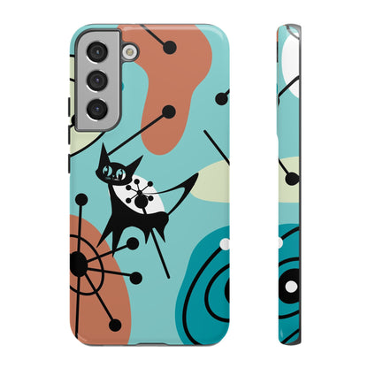 Atomic Kittie, Mid Century Modern Geometric Amoeba Retro Smart PhoneTough Phone