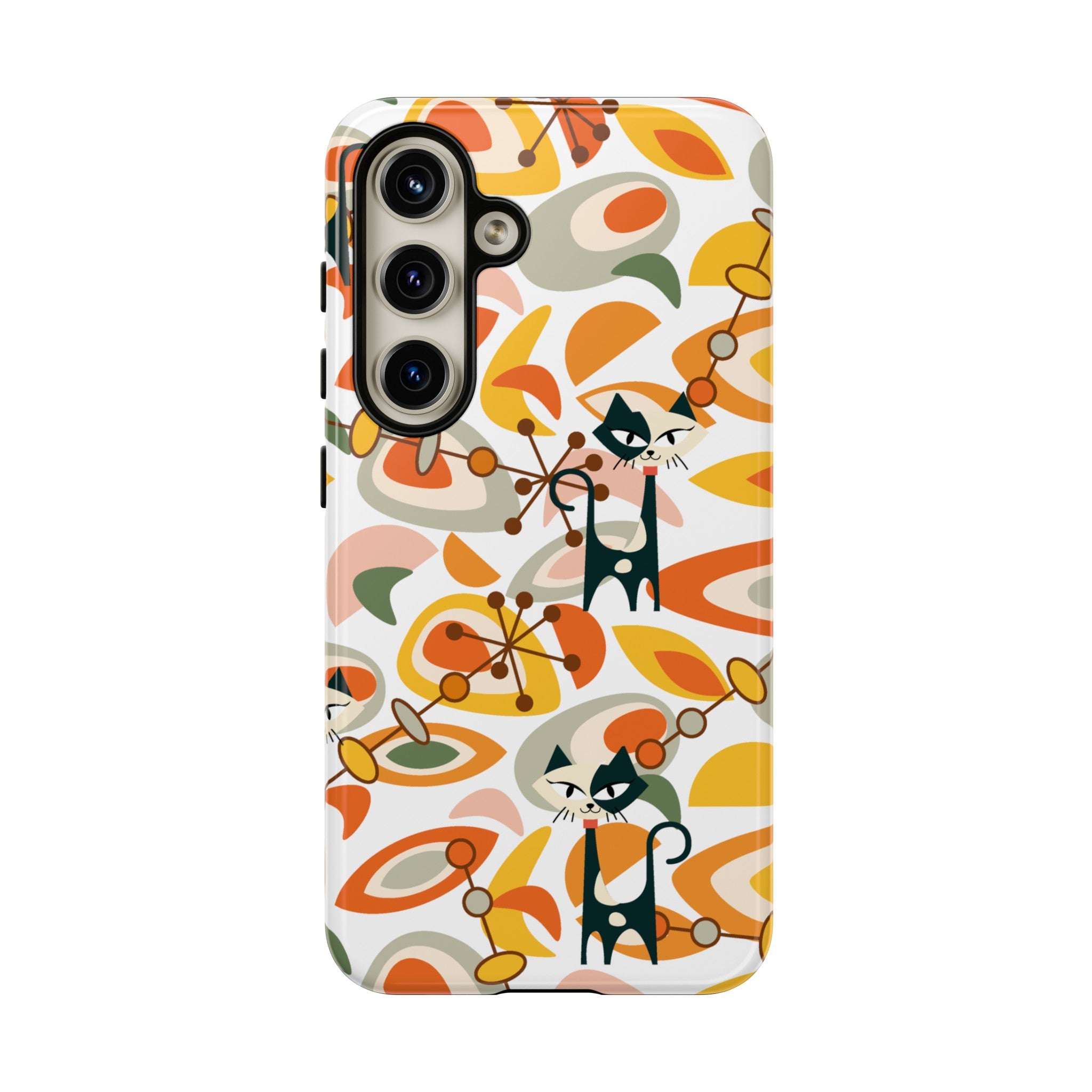 Atomic Cat Mid Mod Orange, Yellow, Groovy Cat Smart Phone Tough Cases