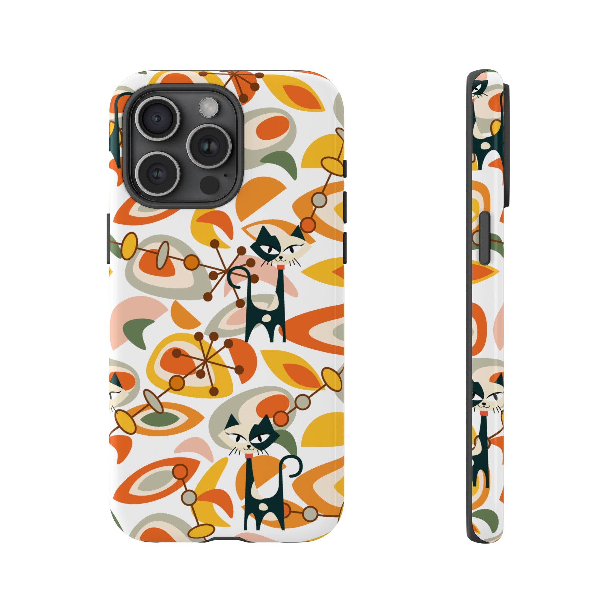 Atomic Cat Mid Mod Orange, Yellow, Groovy Cat Smart Phone Tough Cases