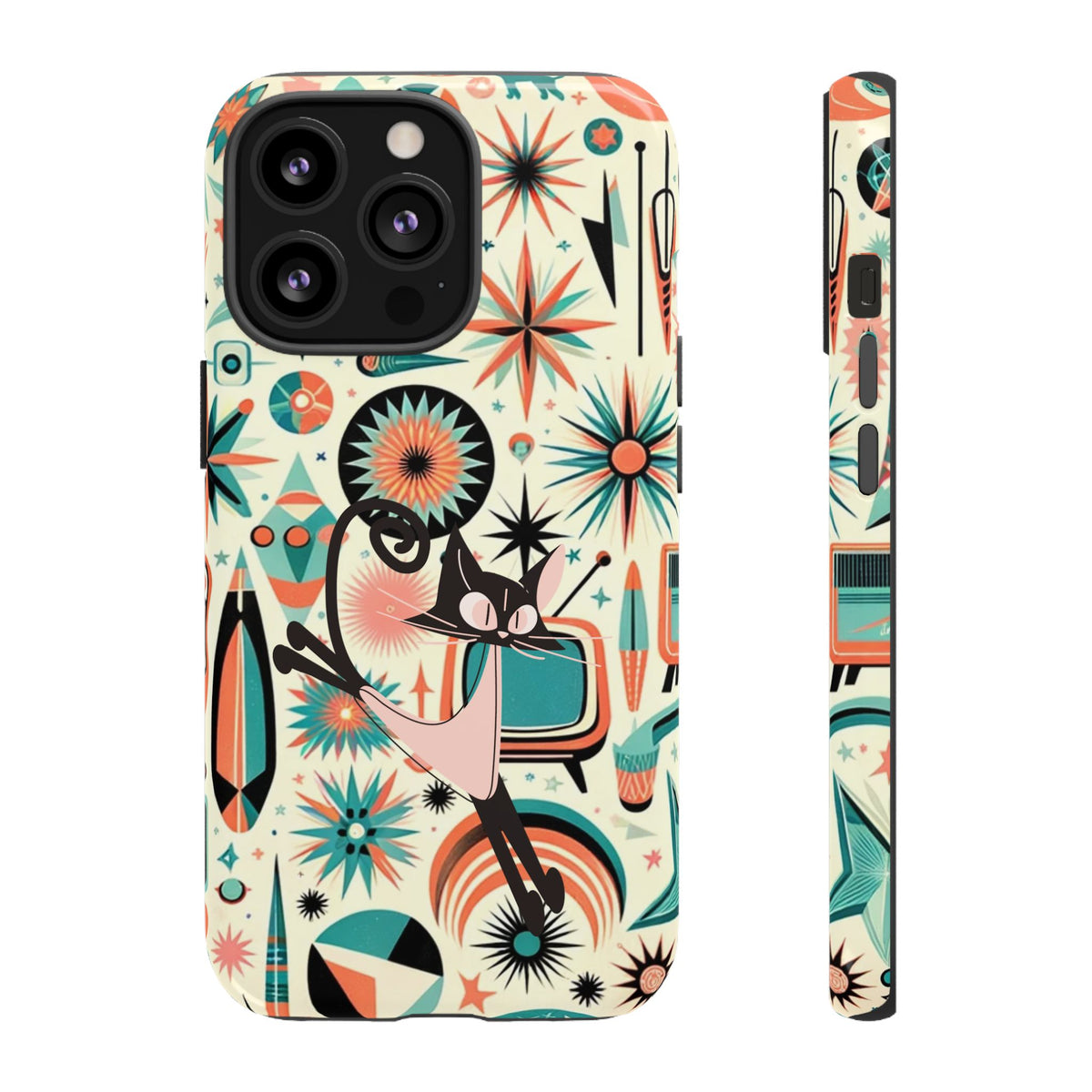 Atomic Kitty Boomerang Space Kitty Mid Century Modern Samsung, Smart Phone, Tough Cases - Mid Century Modern Gal