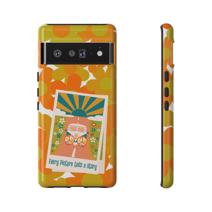 Retro Phone Case, Orange Flower Power, Polaroid Picture, Mod Smart Phone Tough Phone Cases