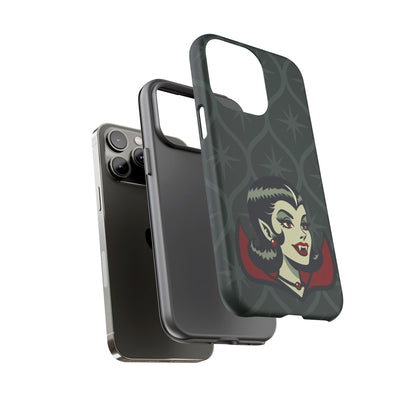 Vampire Dracula Girl Halloween Goth Horror Buff MCM Green Tough Phone Case