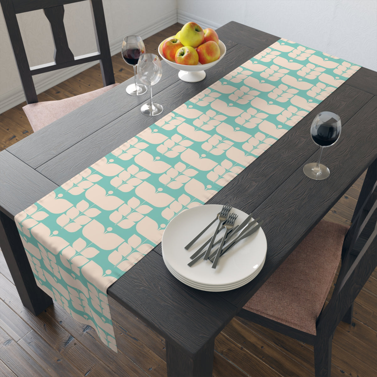 Mid Century Modern Scandi Designed Moder Danish Retro Flower Table Runner - Mid Century Modern Gal