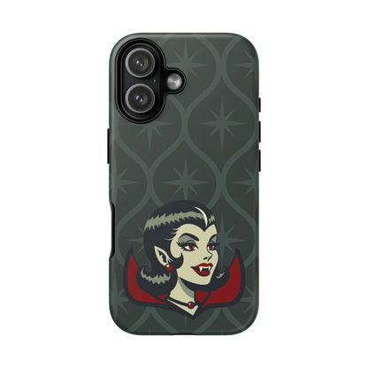 Vampire Dracula Girl Halloween Goth Horror Buff MCM Green Tough Phone Case