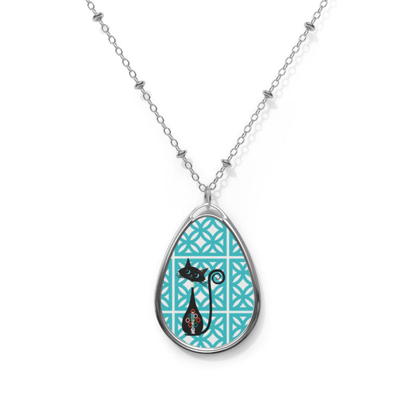 Atomic Cat Breeze Block Palm Springs Stylish Cat-Inspired Oval Necklace | Modern Jewelry for Cat Lovers