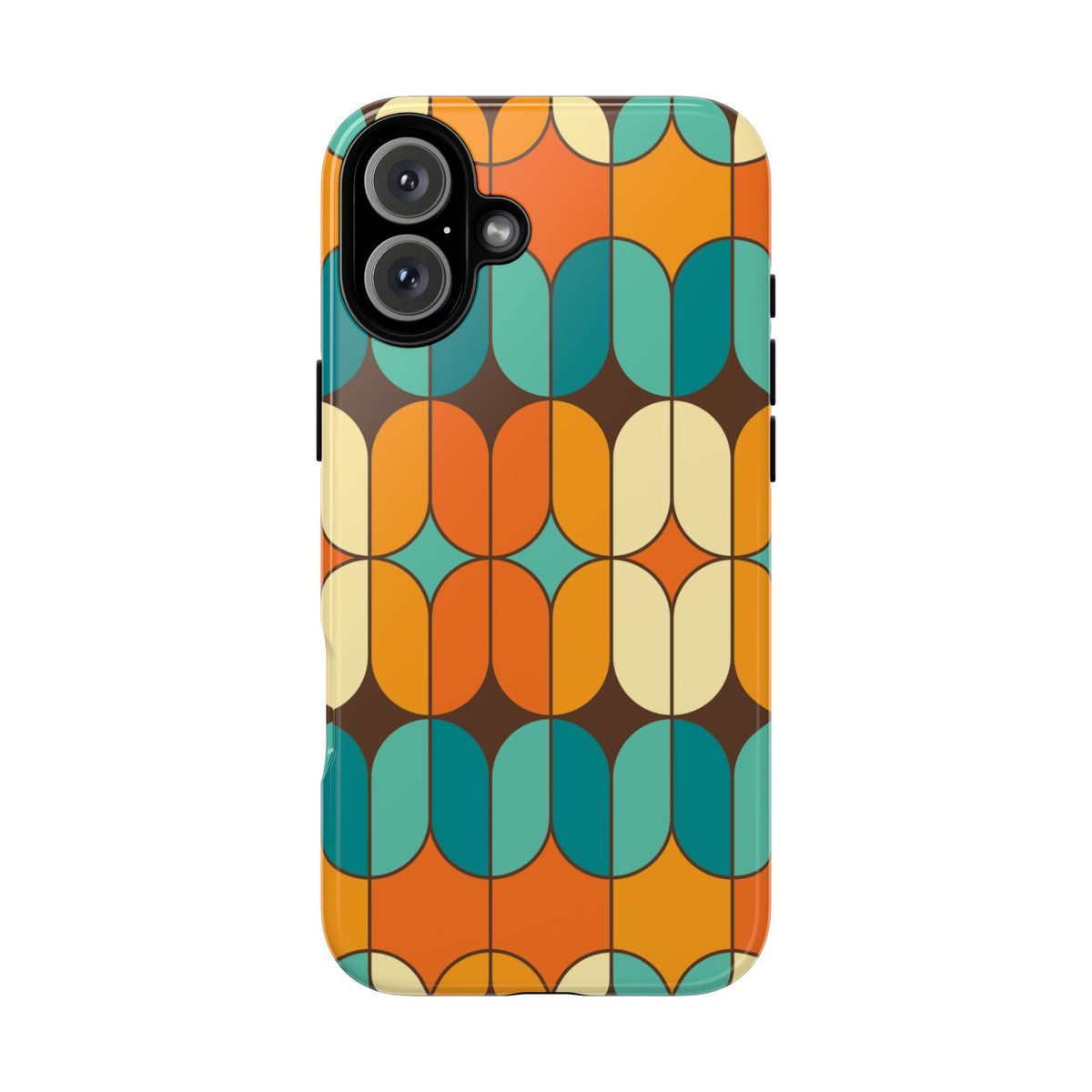 Mid Century Modern Orange, Teal Geometric Mod Designed Tough Phone Case