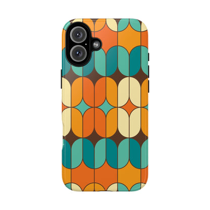 Mid Century Modern Orange, Teal Geometric Mod Designed Tough Phone Case
