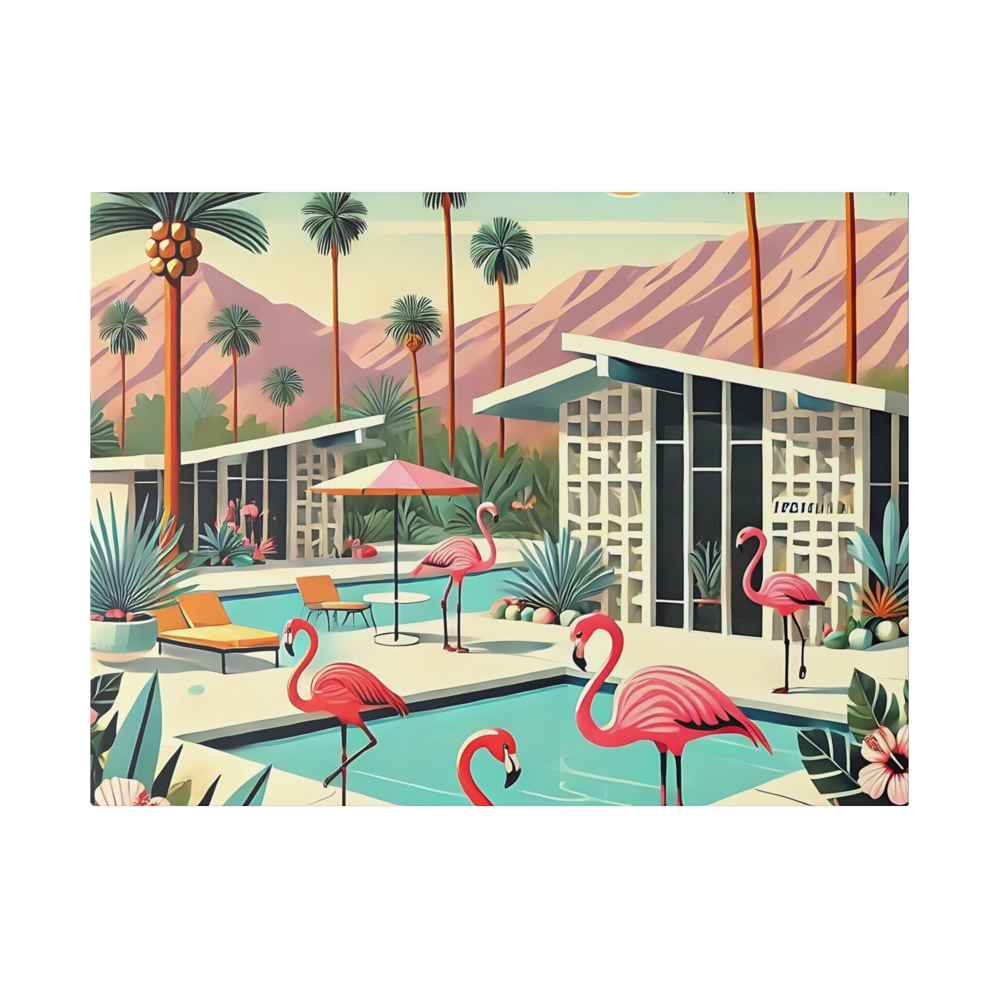 50s Mid Century Modern Wall Art, Palm Springs Flamingo Breeze Block MCM Art