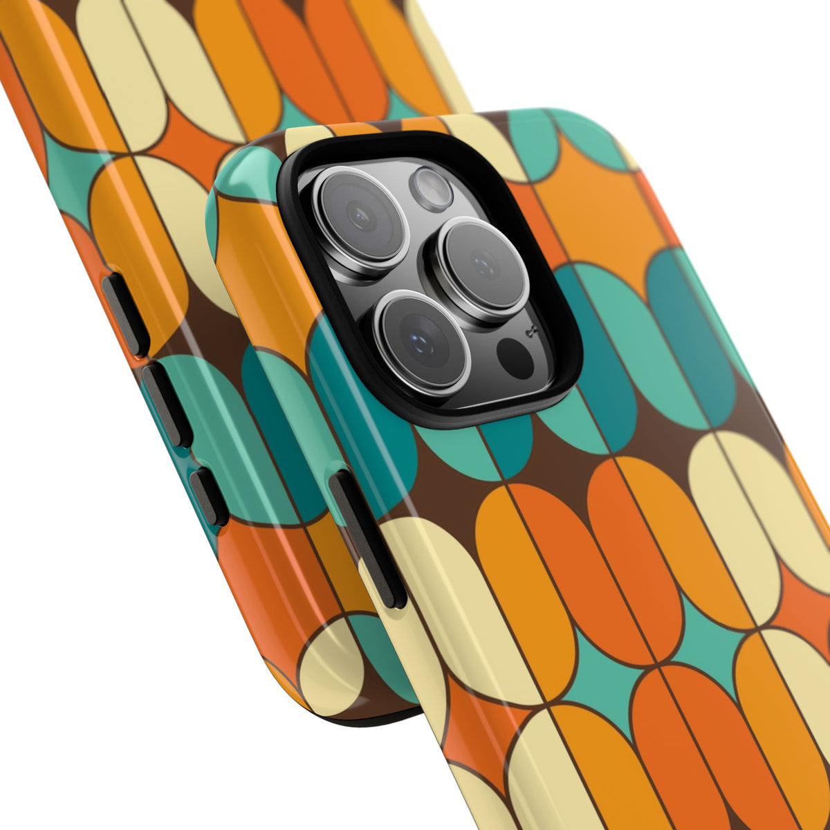 Mid Century Modern Orange, Teal Geometric Mod Designed Tough Phone Case