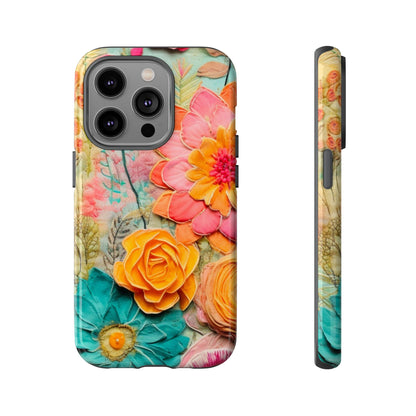 Boho Retro Floral Faux Pressed Flowers Smart Phone Tough Phone Cases