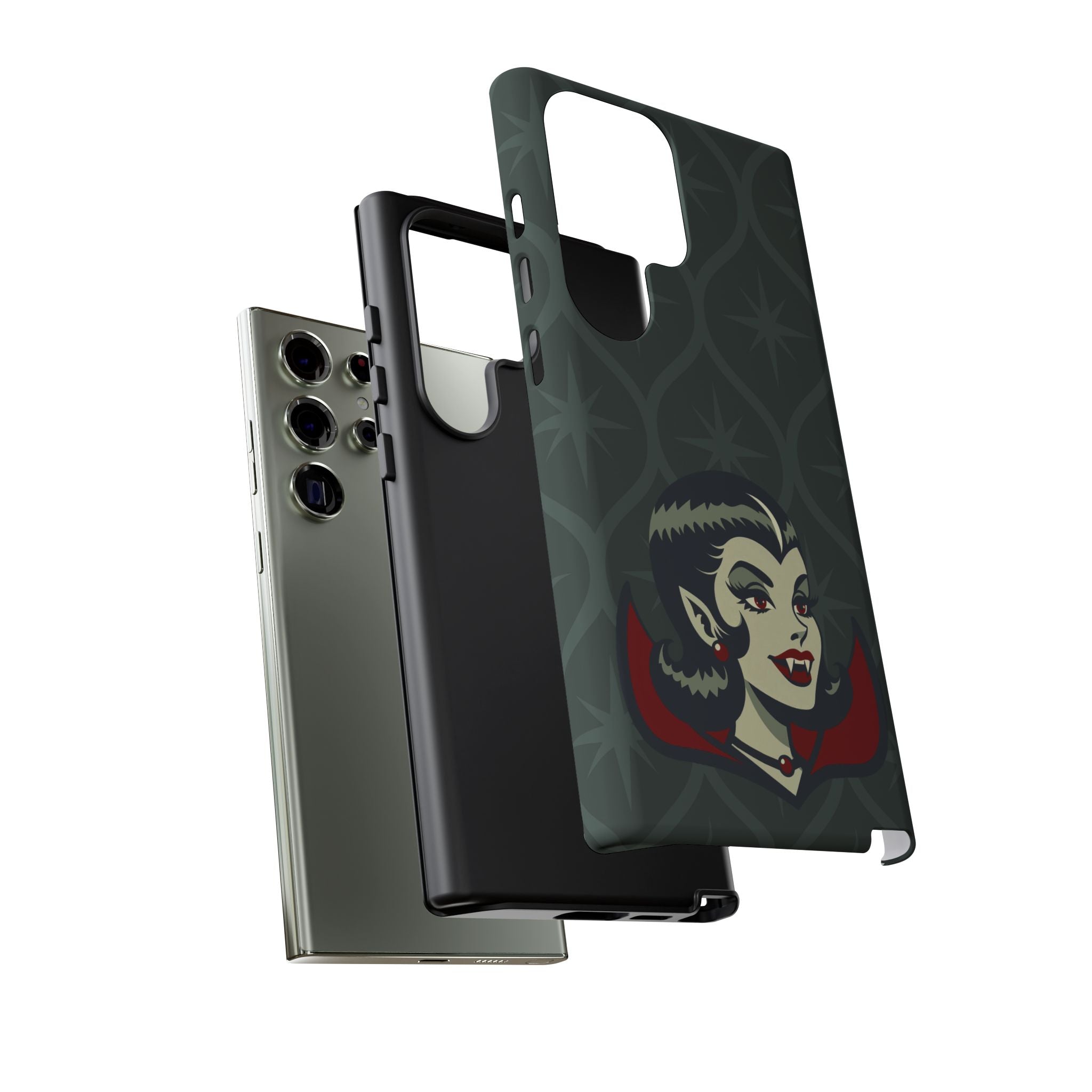 Vampire Dracula Girl Halloween Goth Horror Buff MCM Green Tough Phone Case